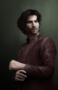 Darion, heir to the northern province in Wisp's Awakening — character art by Luke Fitzsimons